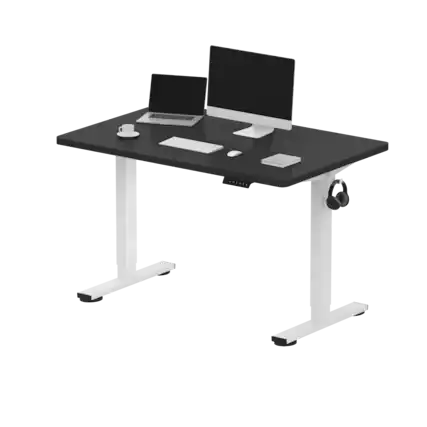 Front. FlexiSpot - FlexiSpot E2 48''W x 30''D Electric Adjustable Standing Desk Chipboard, Black/White - Black.