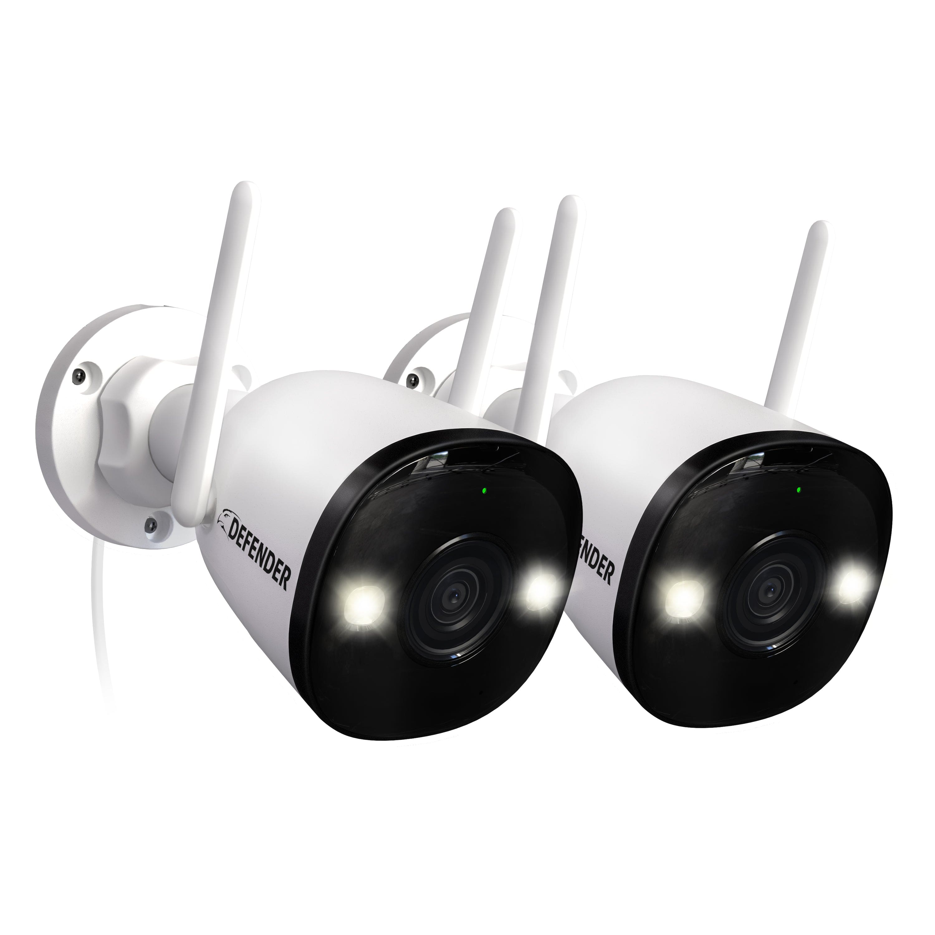 Defender - AI POWERED 4K Guard Pro Wi-Fi 6 Plug-in Power Security Camera - 2 pack - white