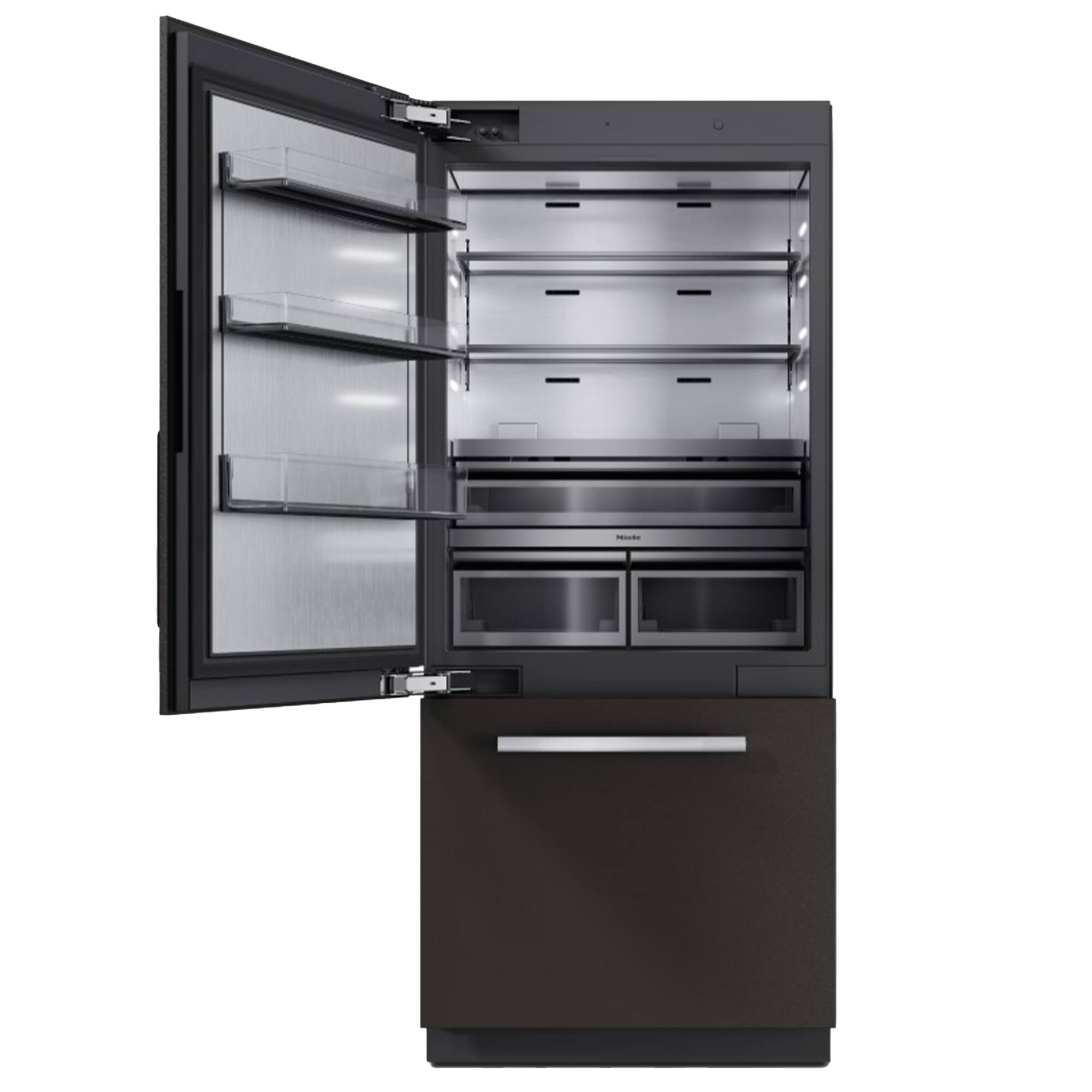 Angle. Miele - KFMC 3642 L  36" 20.2 Cubic Feet Bottom Mount MasterCool Fridge-Freezer - Panel Ready.