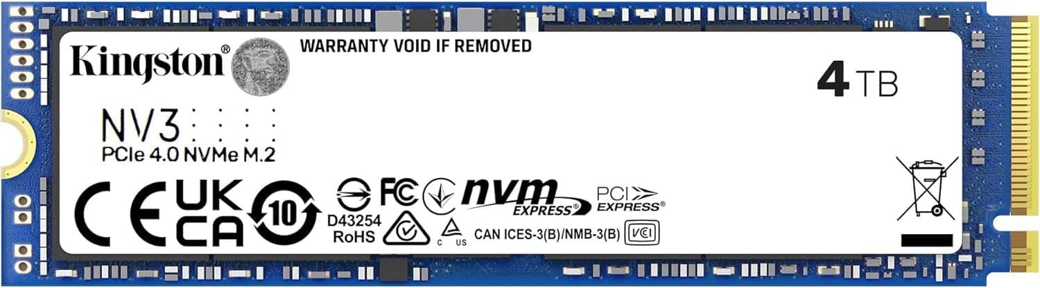 Kingston NV3 4 TB Solid State Drive M.2 2280 Internal PCI Express