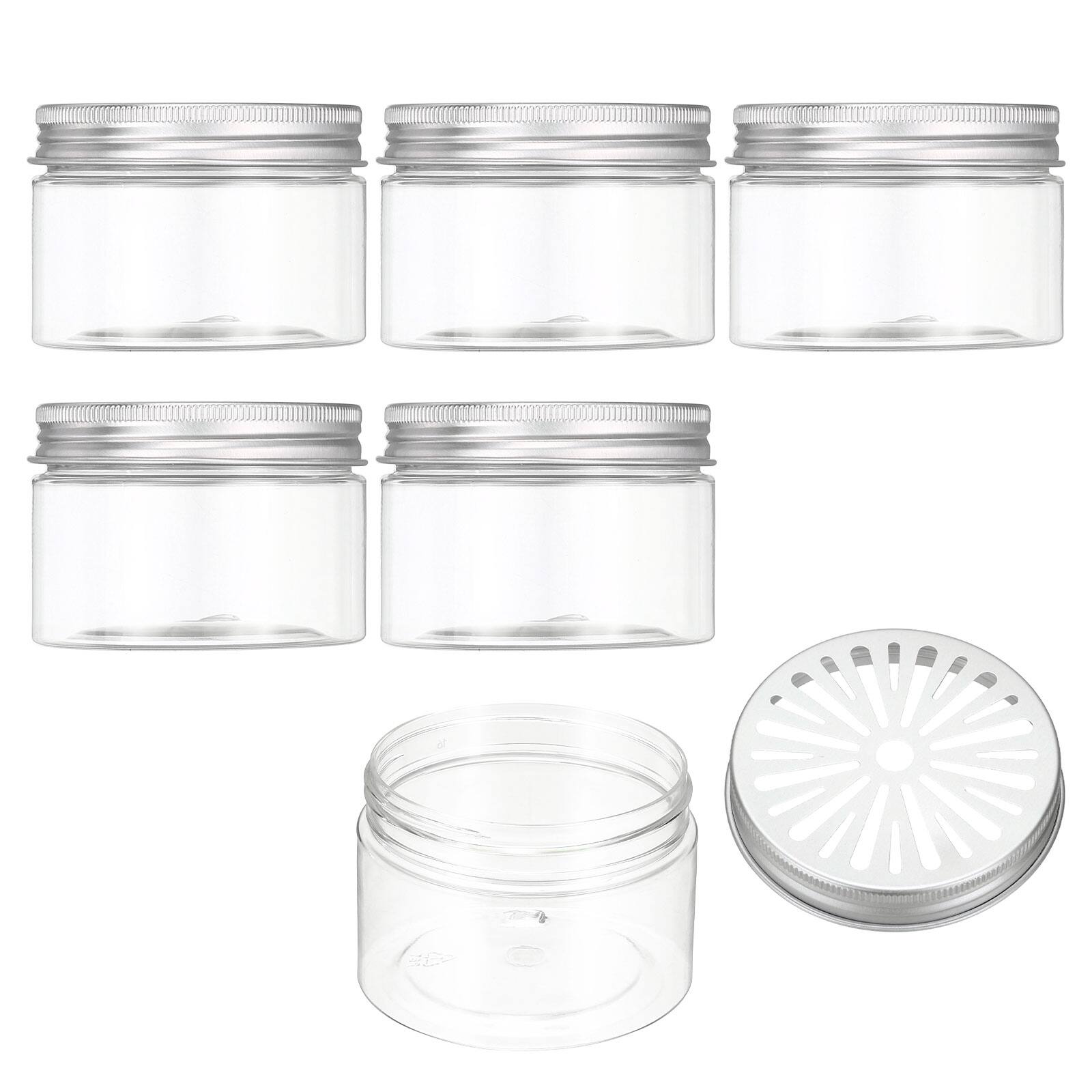 Front. Unique Bargains - Premium Empty Scent Beads Container, Refillable Spice Tin Hollow Lid, 6pcs 4.1oz - For Aromatherapy, Scent, Storage - Clear.