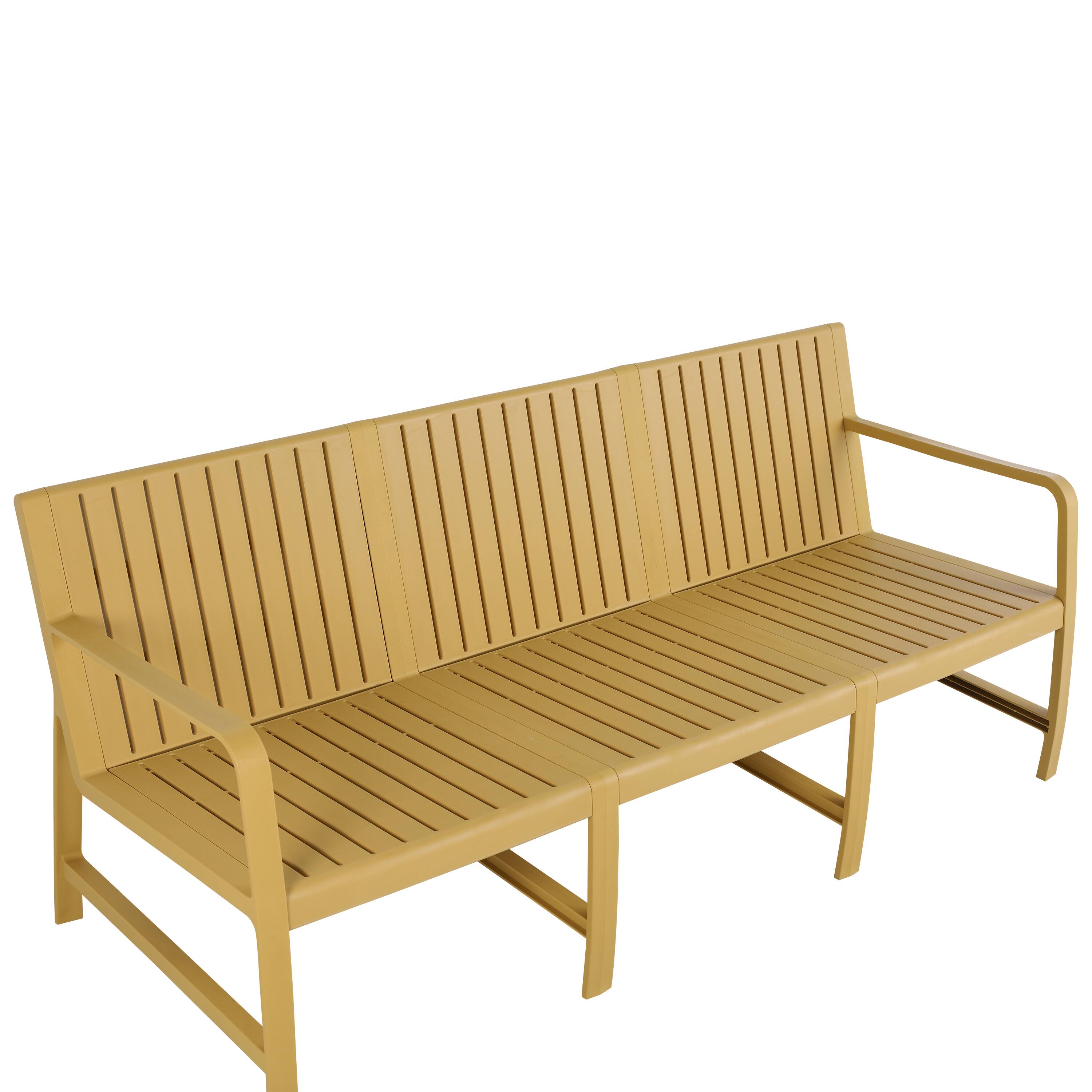 Alt View 1. Mondawe - 5-Piece Outdoor Furniture Set – 3-Seater Sofa ,2 Chairs & 2 Coffee Tables - Yellow.