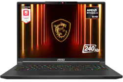MSI - Stealth A16 AI+ 16" 240 Hz Gaming Laptop QHD+ - AMD Ryzen AI 9 HX 370 with 32GB Memory - GeForce RTX 5070Ti - 2TB SSD - Core Black, Black - Front_Zoom
