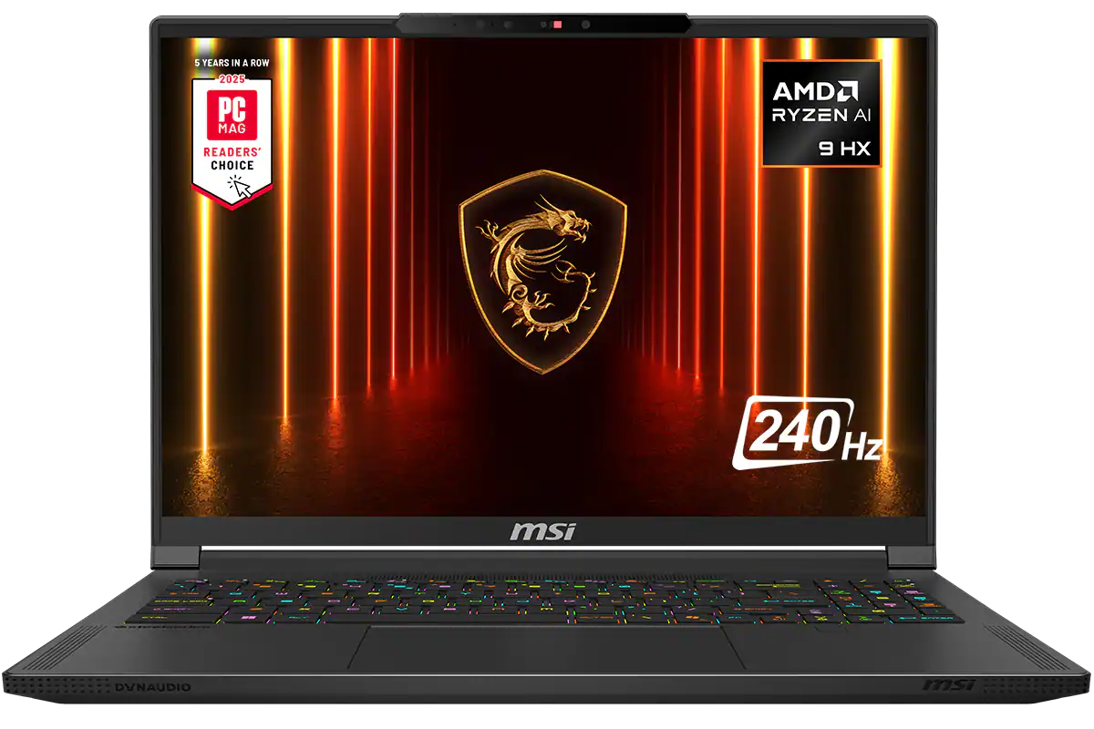 5 YEARS IN A ROW
2025
PC MAG READERS' CHOICE
AMD RYZEN AI 9 HX
240 Hz
msi
DYN AUDIO