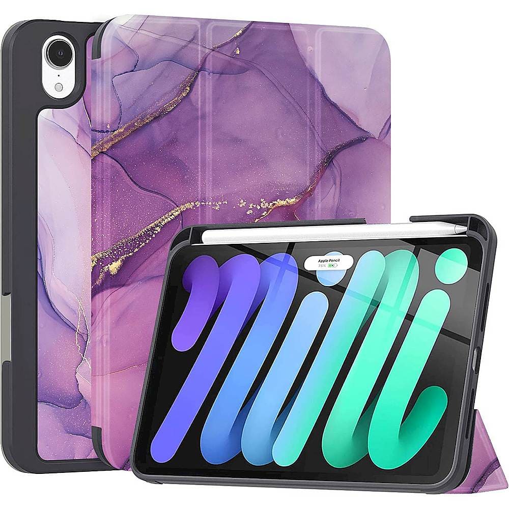 Alt View 11. SaharaCase - Folio Case for Apple iPad mini (A17 Pro) and Apple iPad mini (6th Generation 2021) - Purple Marble.