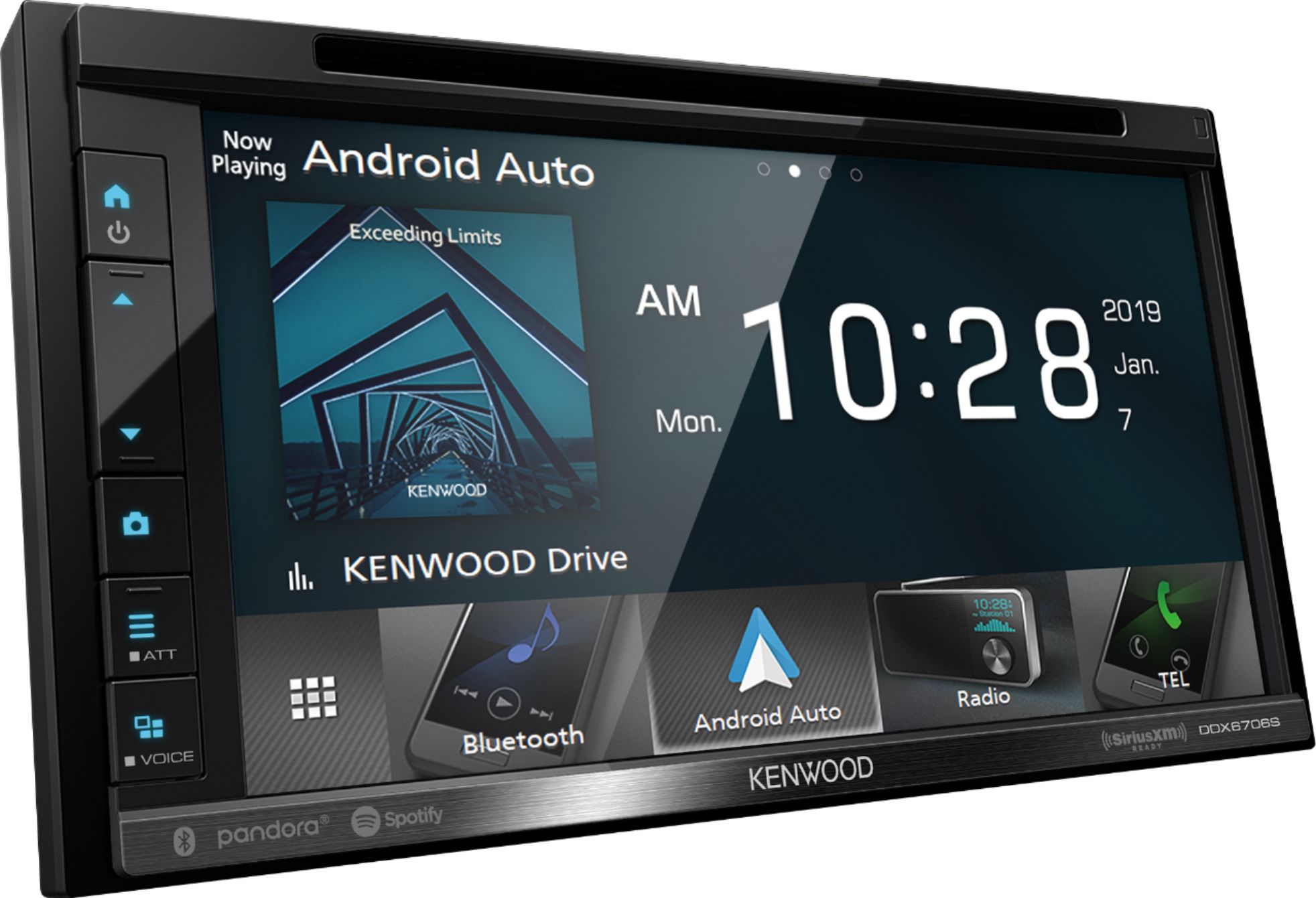 Angle View: Kenwood - 6.8" - Android Auto/Apple® CarPlay™ - Built-in Bluetooth - In-Dash CD/DVD/DM Receiver - Black