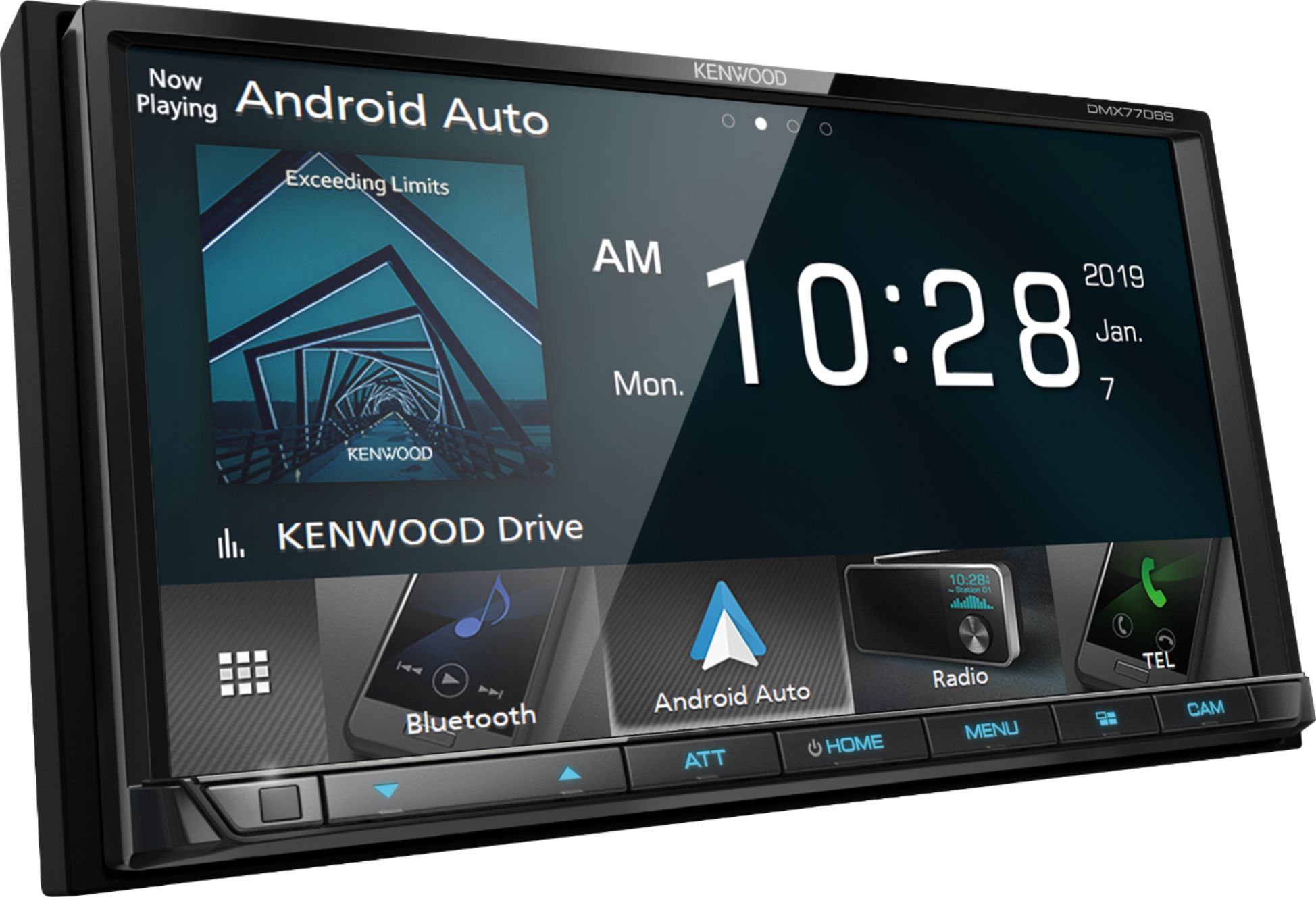 Angle View: Kenwood - 7" - Android Auto/Apple® CarPlay™ - Built-in Bluetooth - In-Dash Digital Media Receiver - Black
