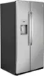 Angle. GE - 25.1 Cu. Ft. Side-By-Side Refrigerator with External Ice & Water Dispenser - Stainless Steel.