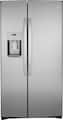 GE - 36 in. Wide 25.1 Cu. Ft. Side-By-Side Refrigerator with External Ice & Water Dispenser - Stainless Steel