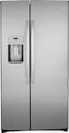 GE - 25.1 Cu. Ft. Side-By-Side Refrigerator with External Ice & Water Dispenser - Stainless Steel