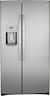 GE - 36 in. Wide 25.1 Cu. Ft. Side-By-Side Refrigerator with External Ice & Water Dispenser - Stainless Steel