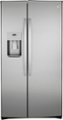 Front Zoom. GE - 21.8 Cu. Ft. Counter-Depth Fingerprint Resistant Side-By-Side Refrigerator - Stainless steel.