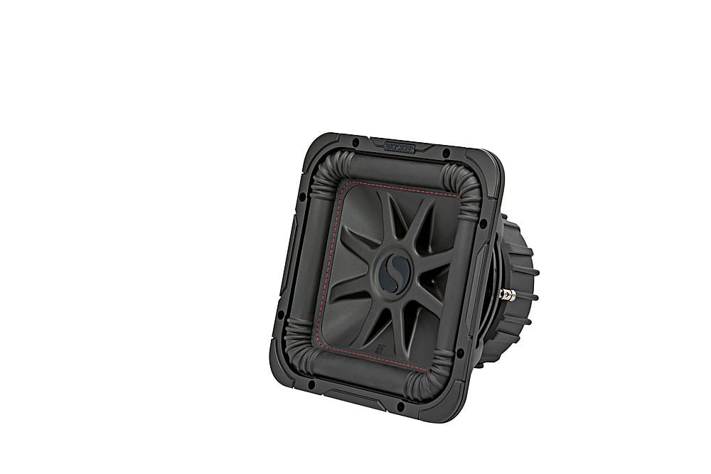 Left. KICKER - L7R 10" Dual-Voice-Coil 4-Ohm Subwoofer - Black.