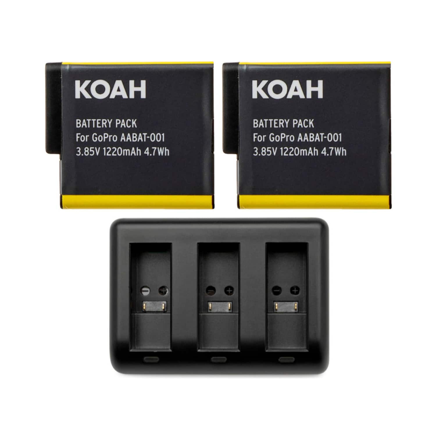 Koah - Pro Battery (2-Pack) and Triple USB Charger for GoPro HERO Camerasle