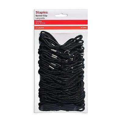 Staples Swivel Clip Lanyards  
Pack of 12  
12" Lanyards  
Black  
SKU: 772740