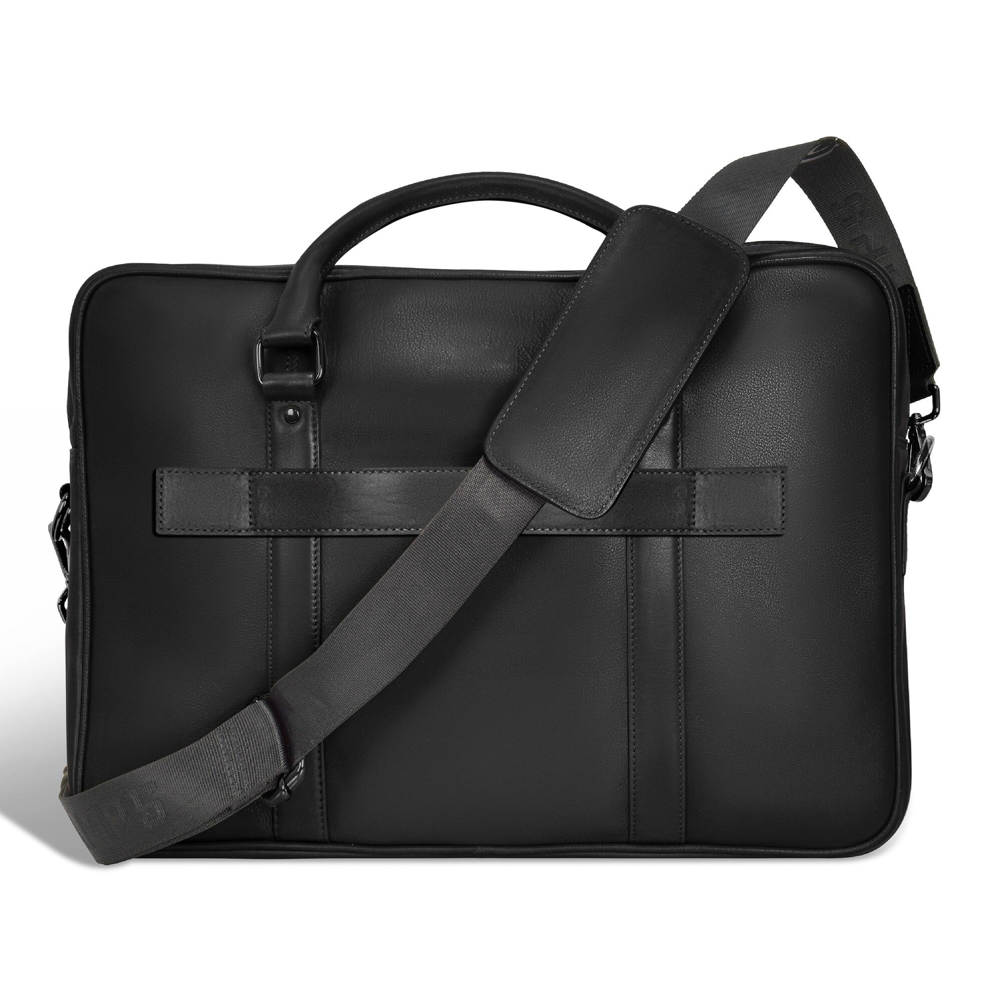 Alt View 1. Champs - Onyx Leather Slim Laptop Briefcase - Black.