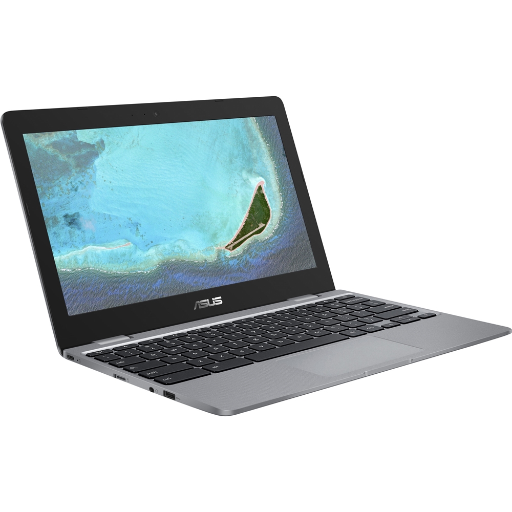 Left View: ASUS - 11.6" Chromebook - Intel Celeron - 4GB Memory - 32GB eMMC Flash Memory - Gray