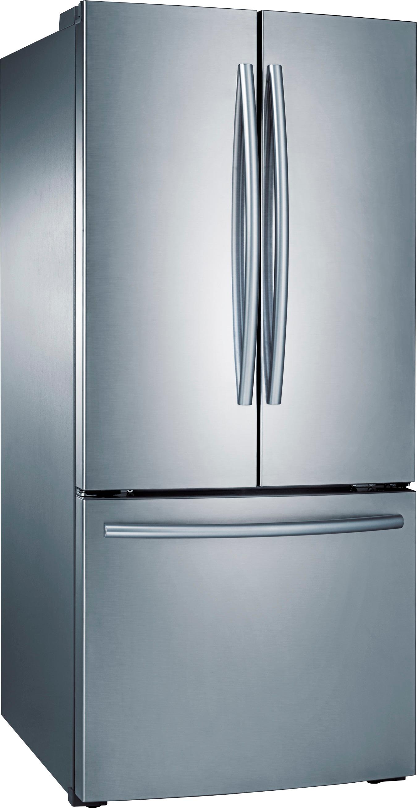 Angle View: Samsung - 21.8 Cu. Ft. French-Door Refrigerator - Stainless steel