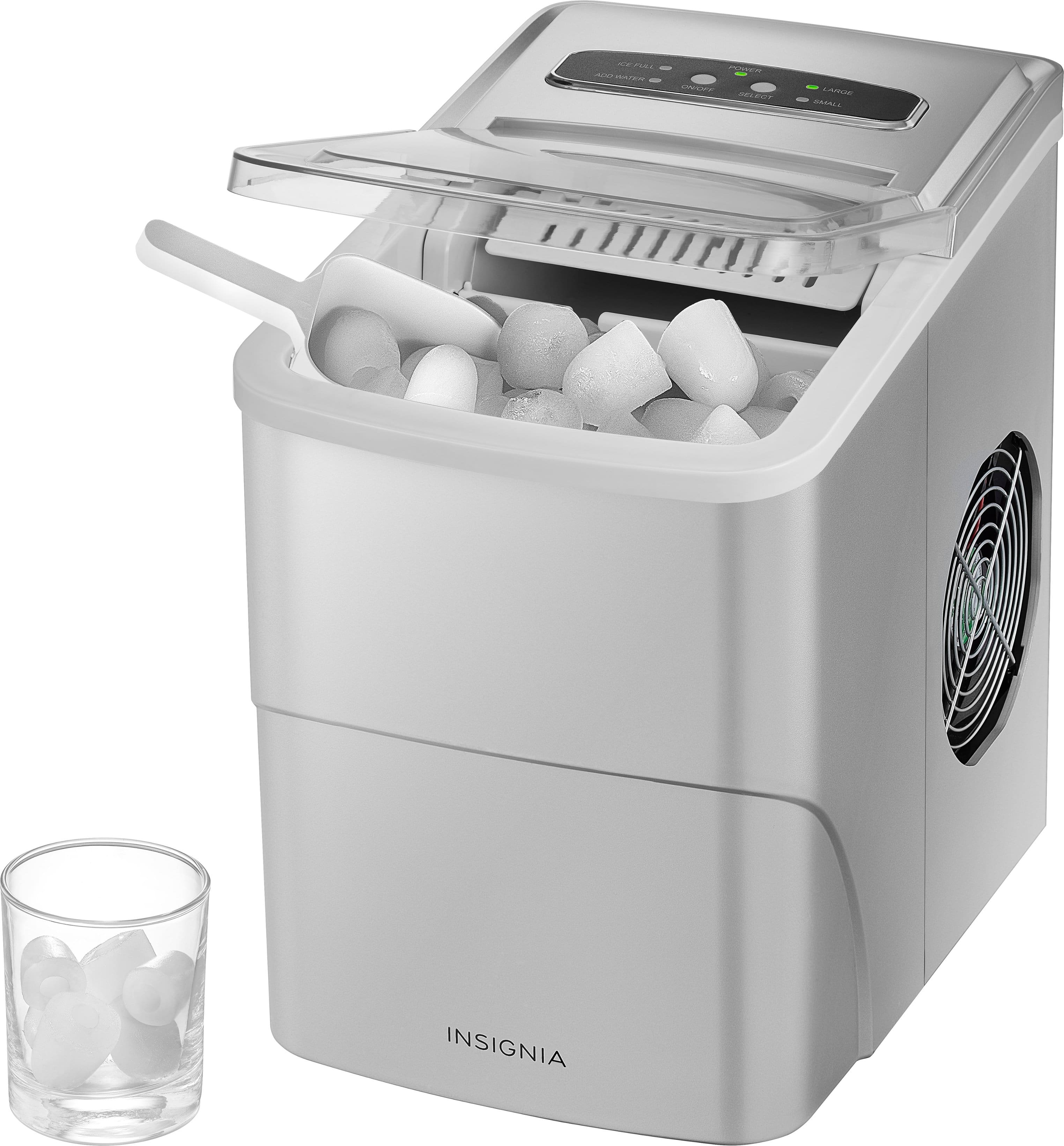 Left. Insignia™ - Portable Ice Maker with Auto Shut-Off - Silver.