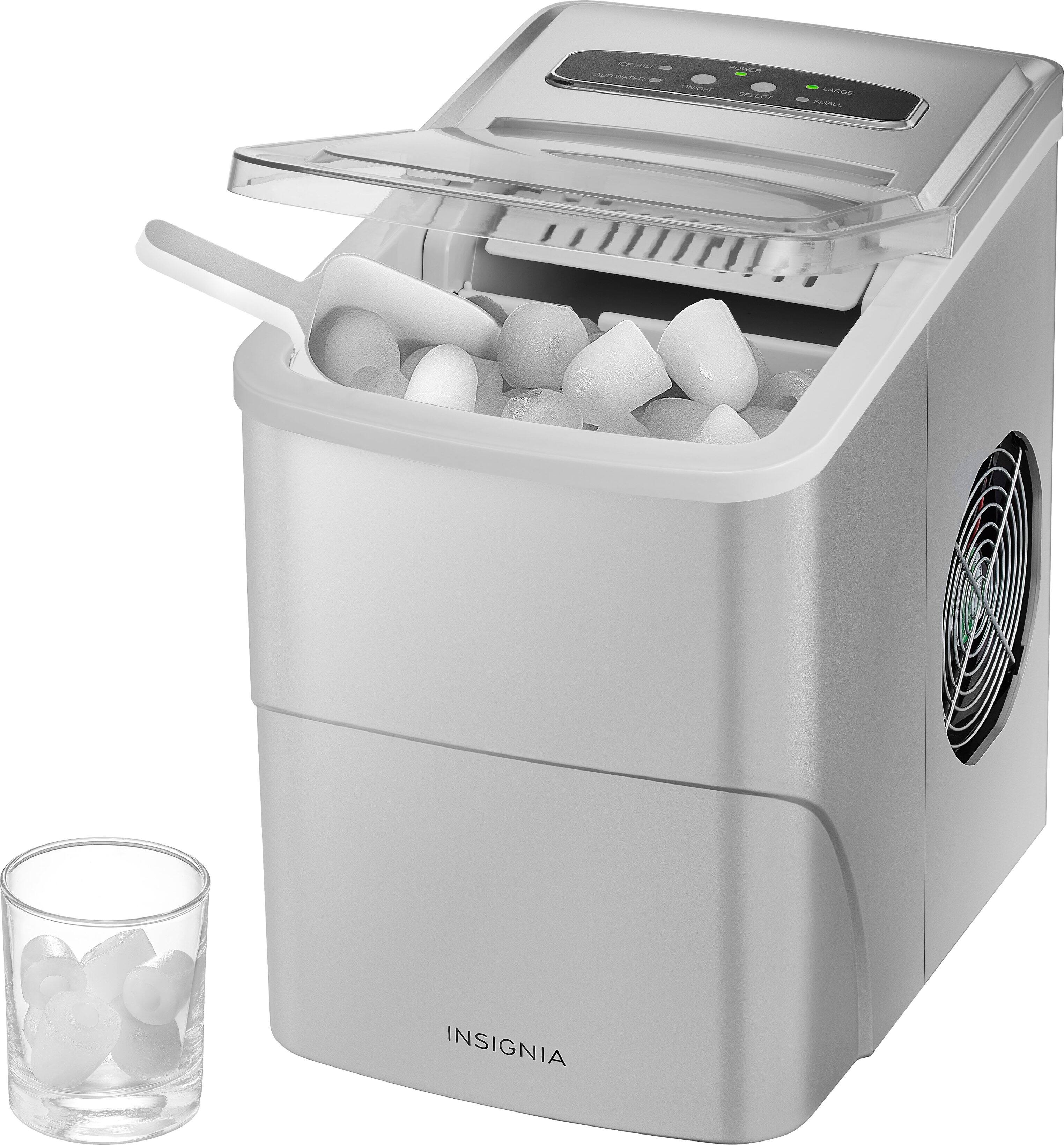 Left. Insignia™ - Portable Ice Maker with Auto Shut-Off - Silver.