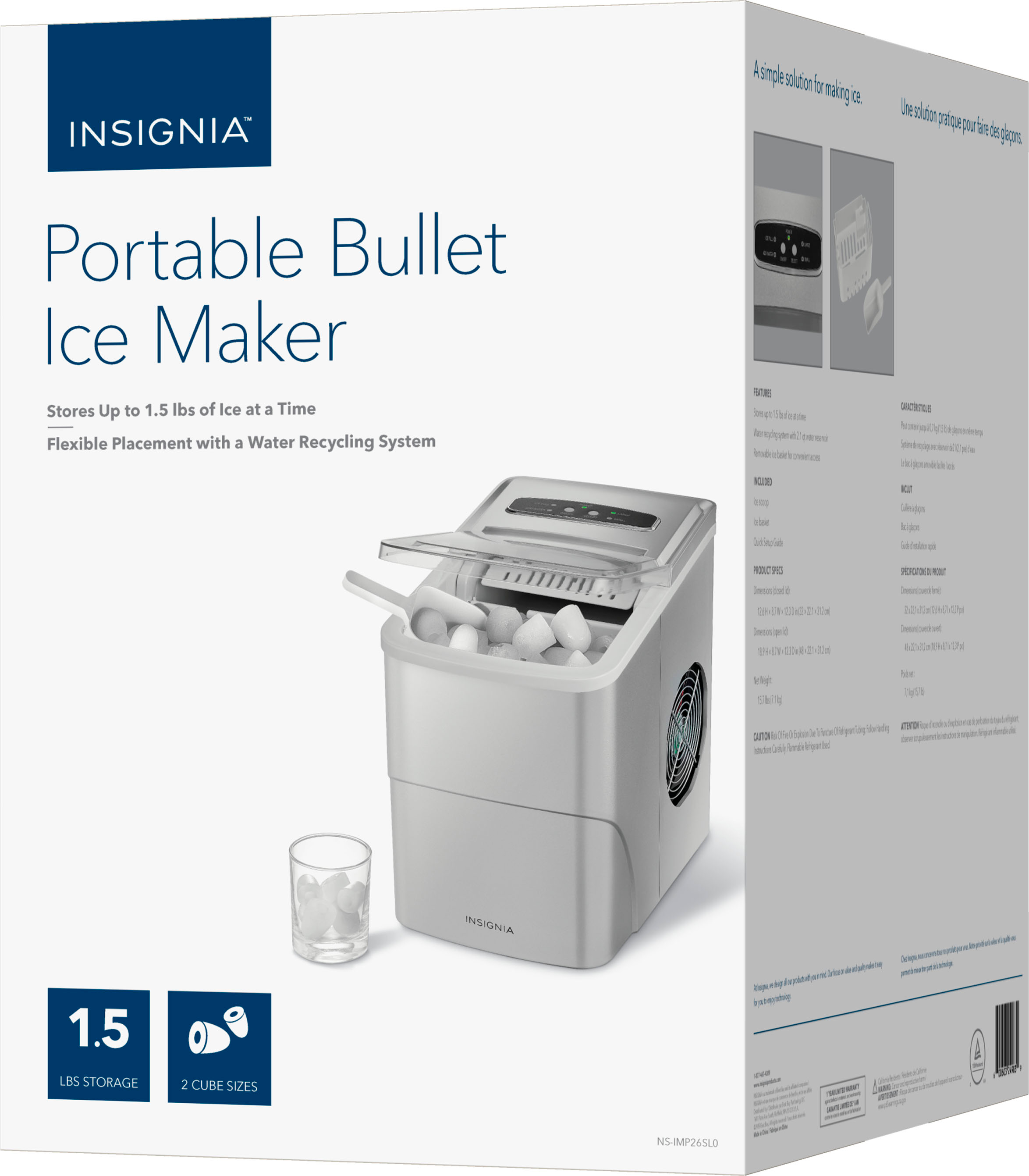 Insignia - 26-lb. Portable Ice Maker - Silver