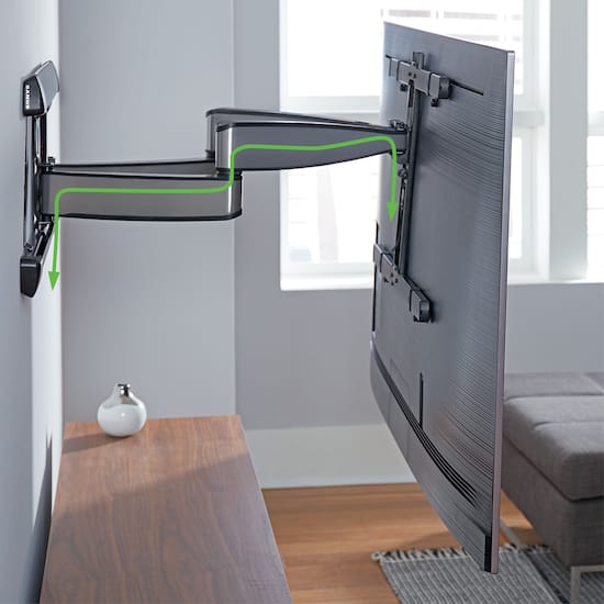 Sanus Premium Series Swivel Tv Wall Mount For Most 42 90 Tvs Extends 28 Black Blf328 B1 Best Buy