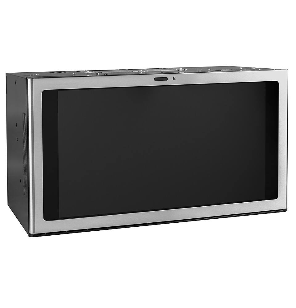 Left. GE - Profile Series Kitchen Hub & 30" Convertible Range Hood - Stainless steel.