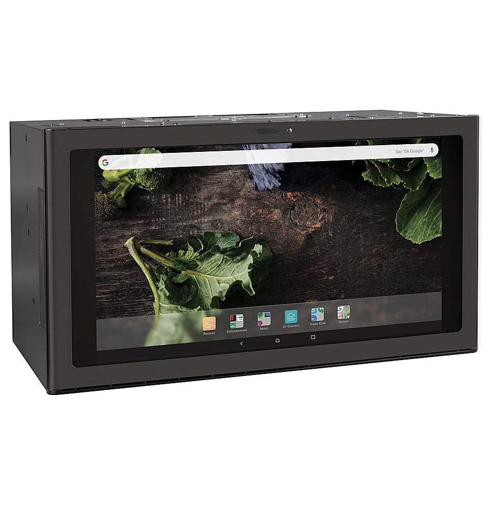 Left. GE Profile - Kitchen Hub & 30" Convertible Range Hood - Black Stainless Steel.