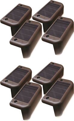 MAXSA Innovations - Solar-Powered LED Deck Lights (8-Pack) - Brown