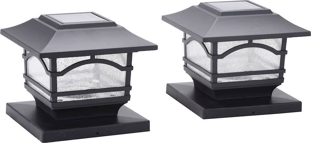 Angle. MAXSA Innovations - Mission-Style Solar Post Cap and Deck Railing Light (Set of 2) - Black.