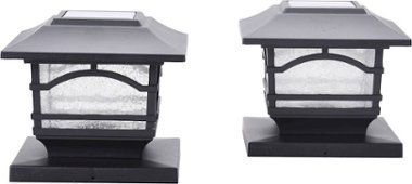 MAXSA Innovations - Mission-Style Solar Post Cap and Deck Railing Light (Set of 2) - Black - Front_Zoom