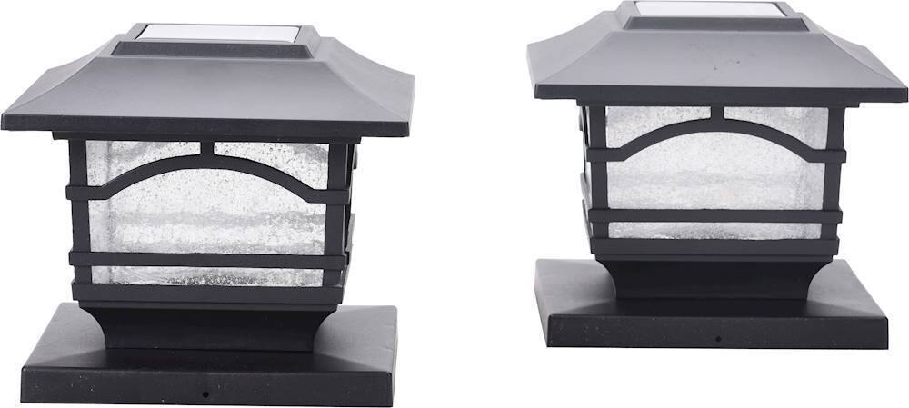 Front. MAXSA Innovations - Mission-Style Solar Post Cap and Deck Railing Light (Set of 2) - Black.