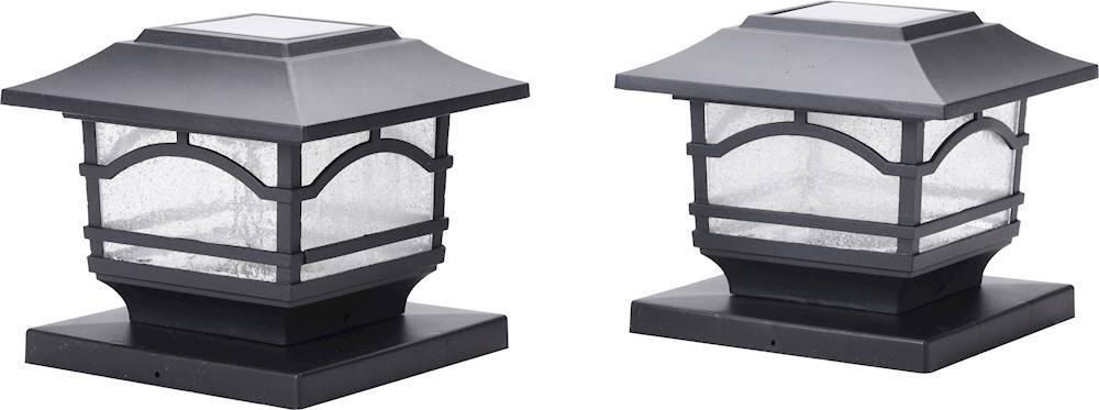 Alt View 11. MAXSA Innovations - Mission-Style Solar Post Cap and Deck Railing Light (Set of 2) - Black.
