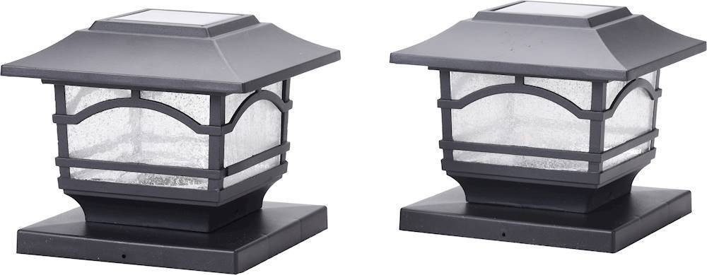 Left View: MAXSA Innovations - Mission-Style Solar Post Cap and Deck Railing Light (4-Pack) - Black