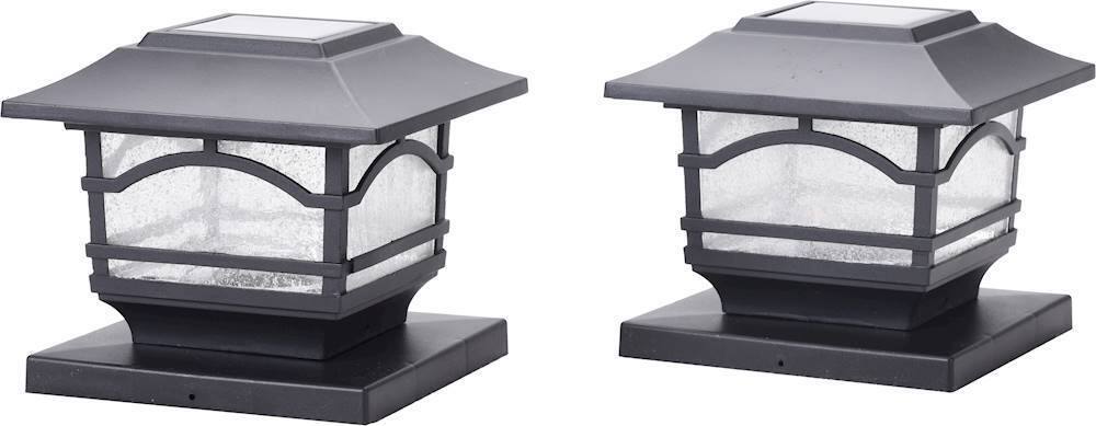 Left. MAXSA Innovations - Mission-Style Solar Post Cap and Deck Railing Light (Set of 2) - Black.