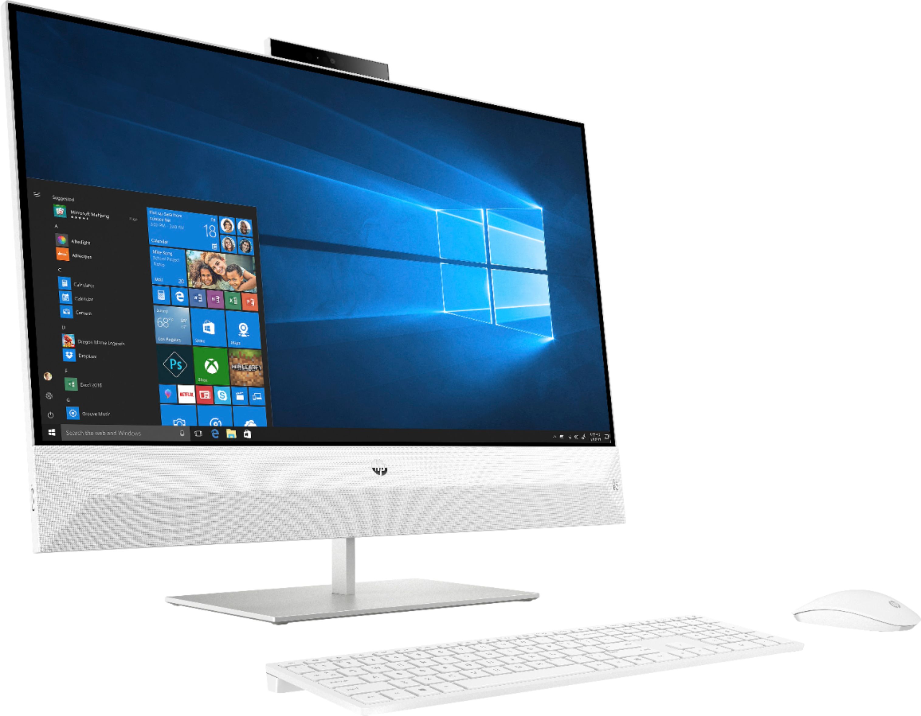 Angle View: HP - Pavilion 27" Touch-Screen All-In-One - Intel Core i7 - 12GB Memory - 256GB Solid State Drive - Snowflake White