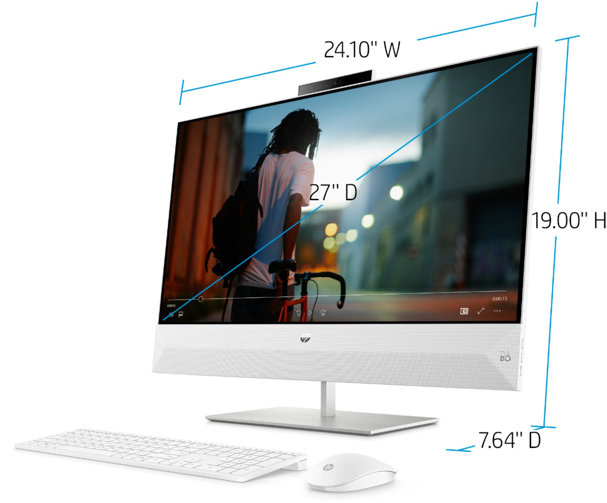 Left View: HP - Pavilion 27" Touch-Screen All-In-One - Intel Core i7 - 12GB Memory - 256GB Solid State Drive - Snowflake White