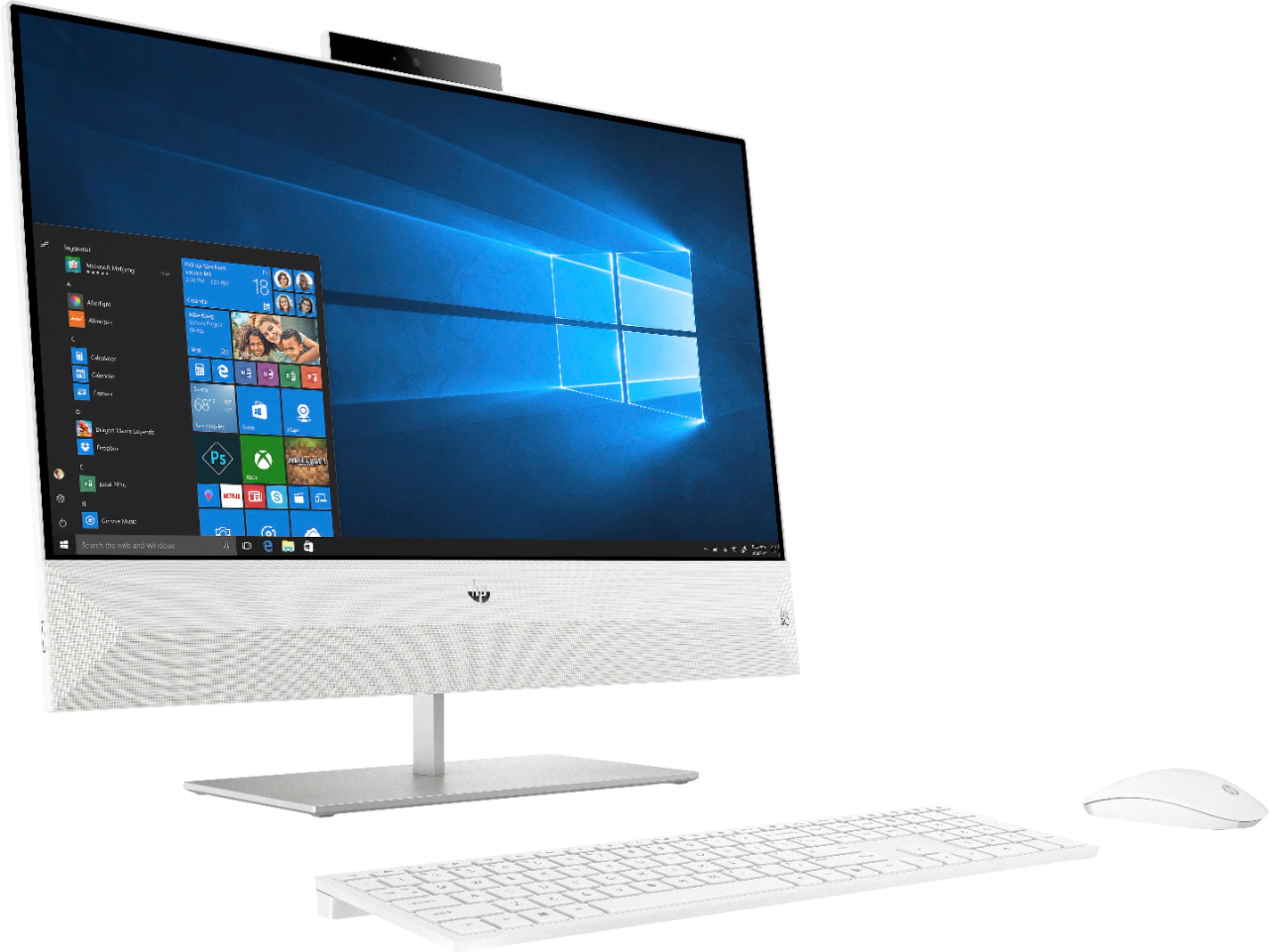 Angle View: HP - Pavilion 24" Touch-Screen All-In-One - AMD Ryzen 5-Series - 8GB Memory - 256GB Solid State Drive - Snowflake White