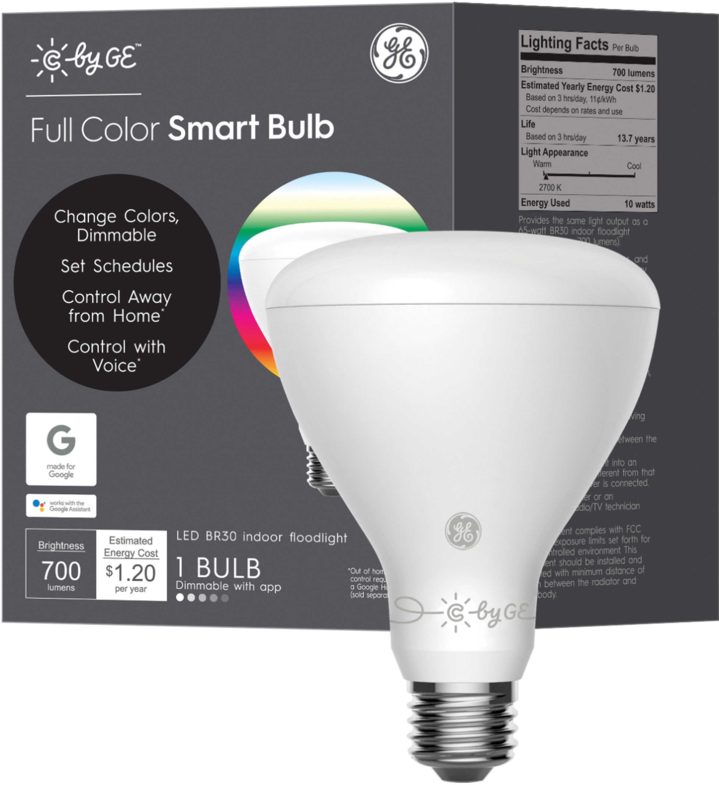 C by GE Full Color BR30 Direct Connect Smart LED Bulbs 2-Pack 
