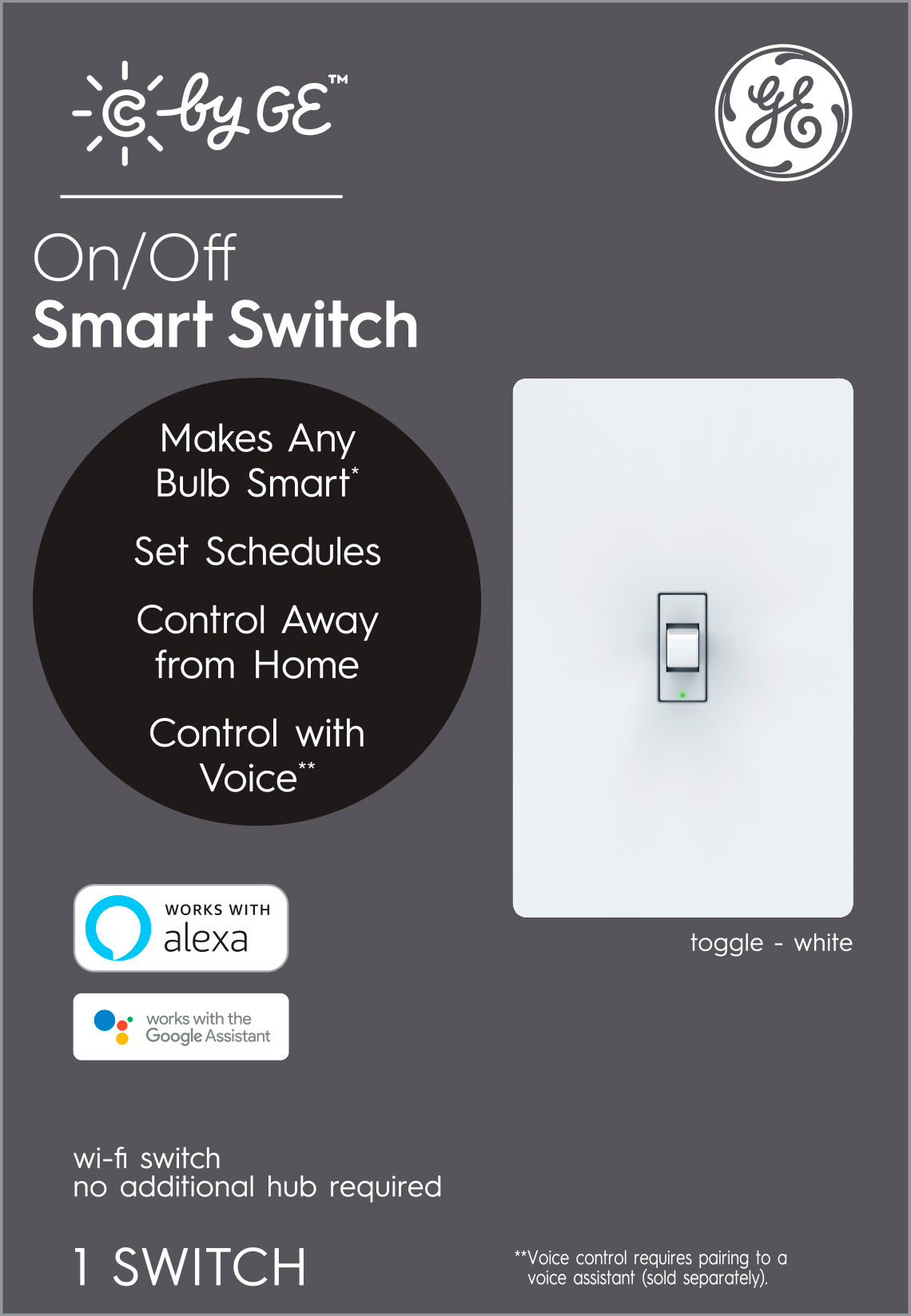 GE CYNC Smart Switch, No Neutral Wire Required, On-Off Button Style with  Bluetooth and 2.4 GHz Wifi (Packaging May Vary) White 93120080 - Best Buy