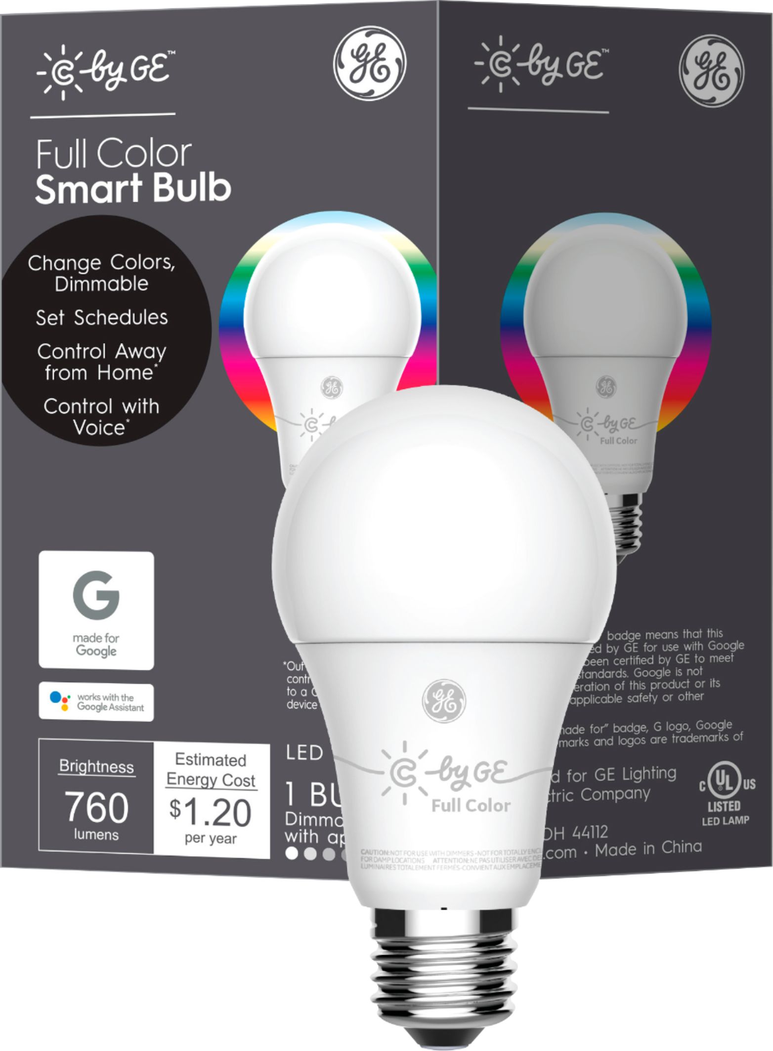 C by GE A19 Bluetooth Smart LED Light Bulb Multicolor ...