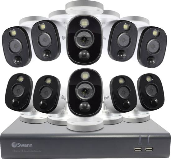 Swann 16 Channel 10 Camera Indoor Outdoor Wired 1080p 1tb Dvr Surveillance System Black Gray White Swdvk 1645810wl Us Best Buy