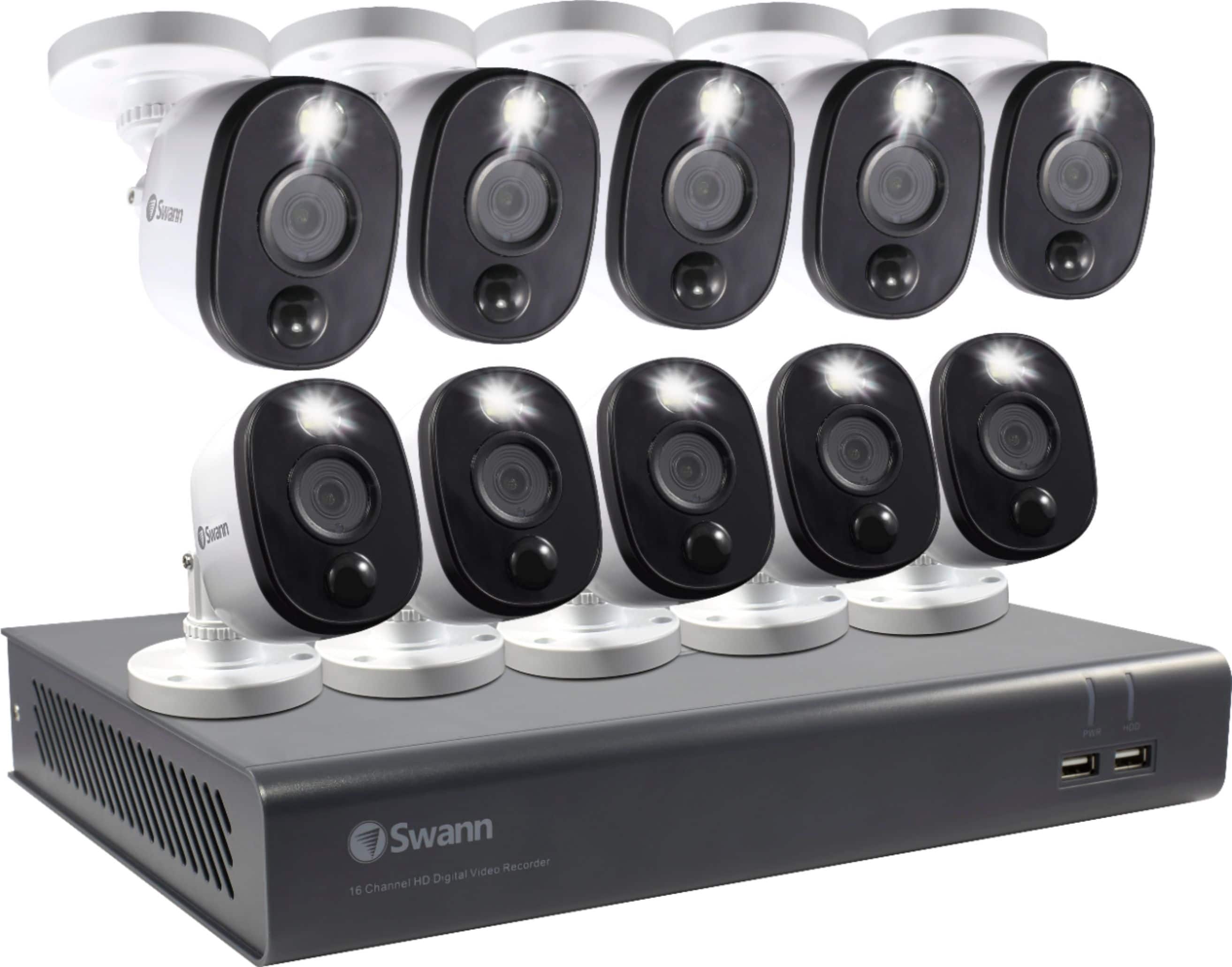 Alt View 15. Swann - 16-Channel, 10-Camera Indoor/Outdoor Wired 1080p 1TB DVR Surveillance System - Black/Gray/White.