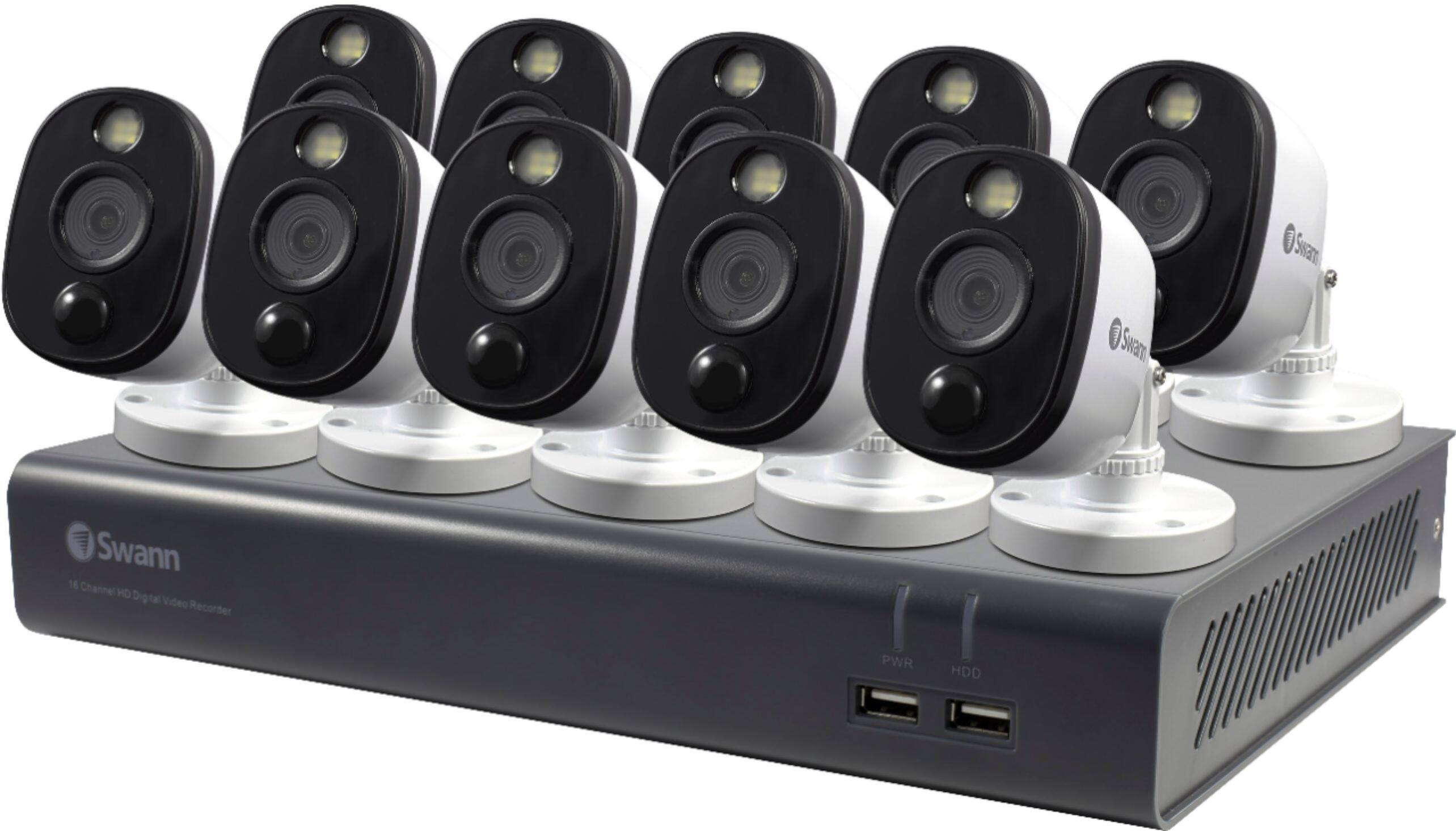 Alt View 20. Swann - 16-Channel, 10-Camera Indoor/Outdoor Wired 1080p 1TB DVR Surveillance System - Black/Gray/White.