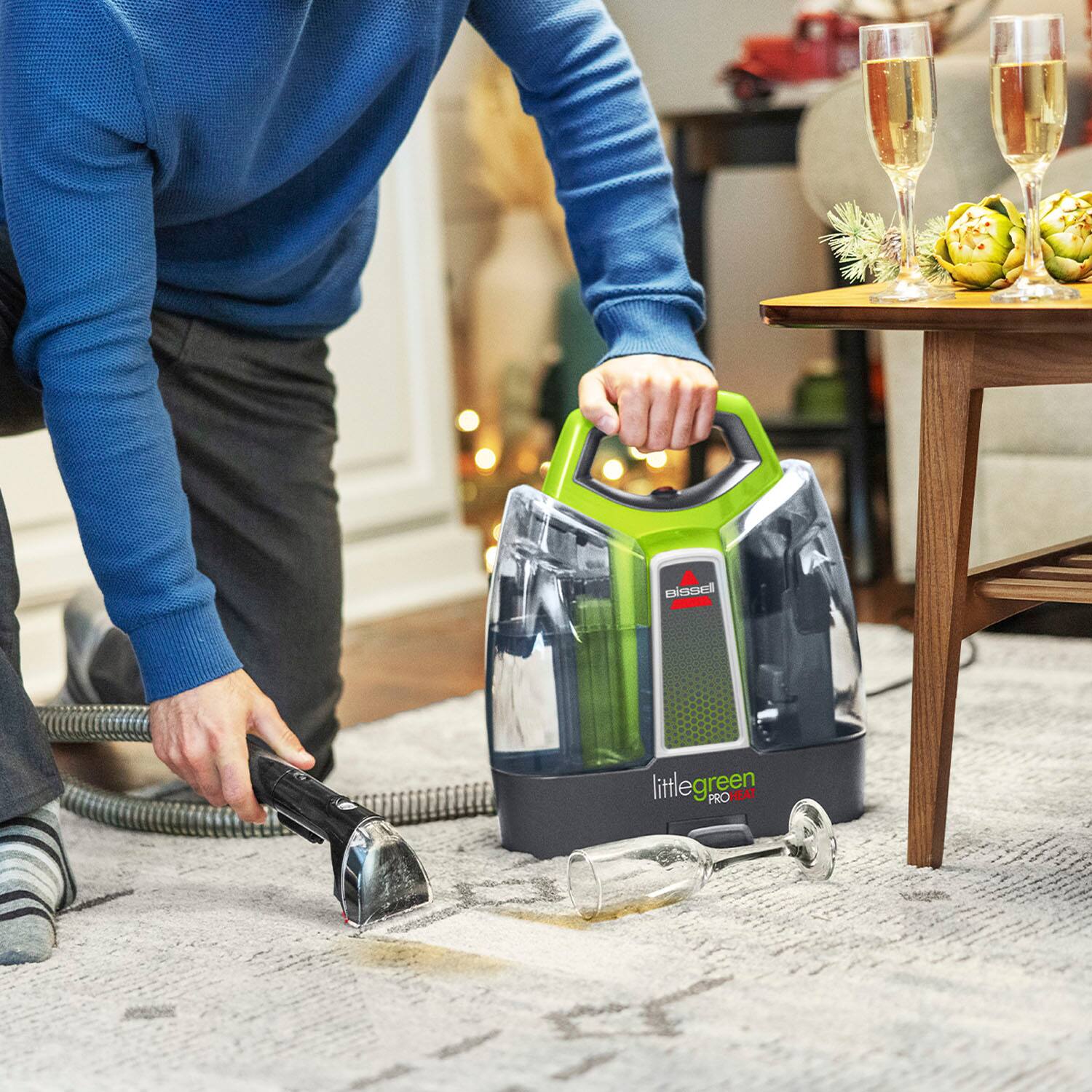 Alt View 16. BISSELL - Little Green ProHeat Corded Handheld Deep Cleaner - Titanium With Chacha Lime Accents.