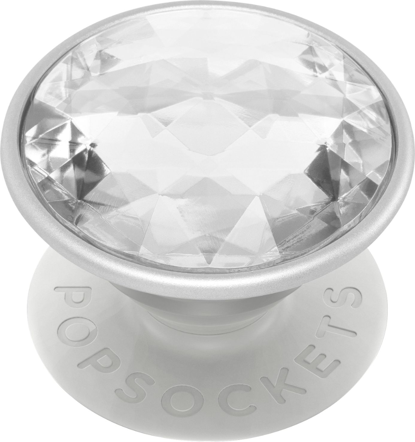 Angle View: PopSockets - PopGrip Premium Cell Phone Grip and Stand - Disco Crystal Silver
