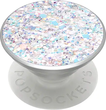 Front. PopSockets - PopGrip Premium Cell Phone Grip and Stand - Sparkle Snow White.