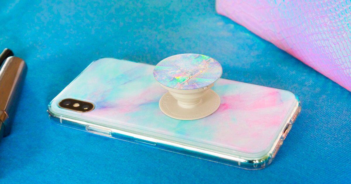 Alt View 16. PopSockets - PopGrip Cell Phone Grip and Stand - Opal.