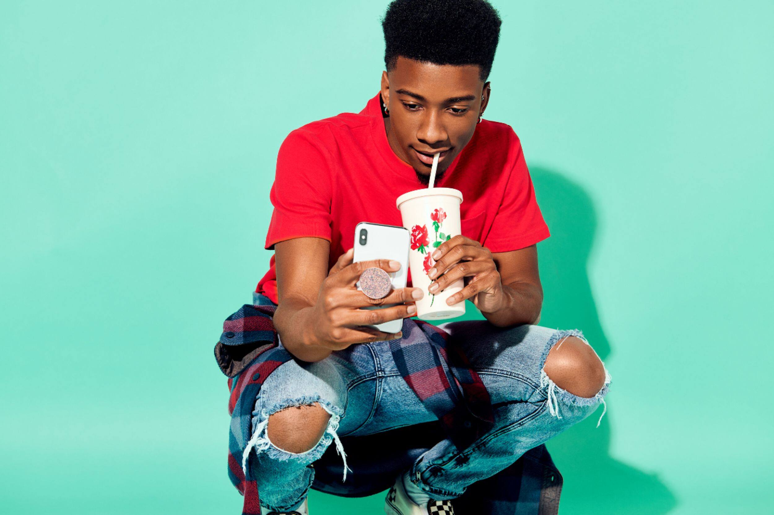 Alt View 16. PopSockets - PopGrip Premium Cell Phone Grip and Stand - Sparkle Rose.