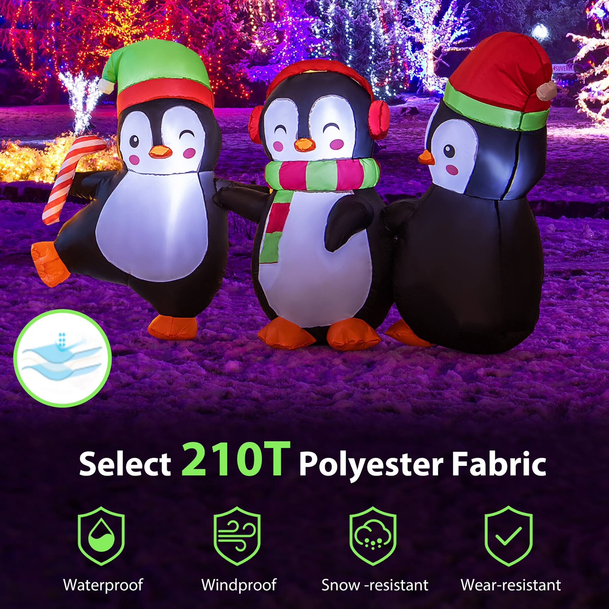 Select 210T Polyester Fabric  
Waterproof  
Windproof  
Snow-resistant  
Wear-resistant